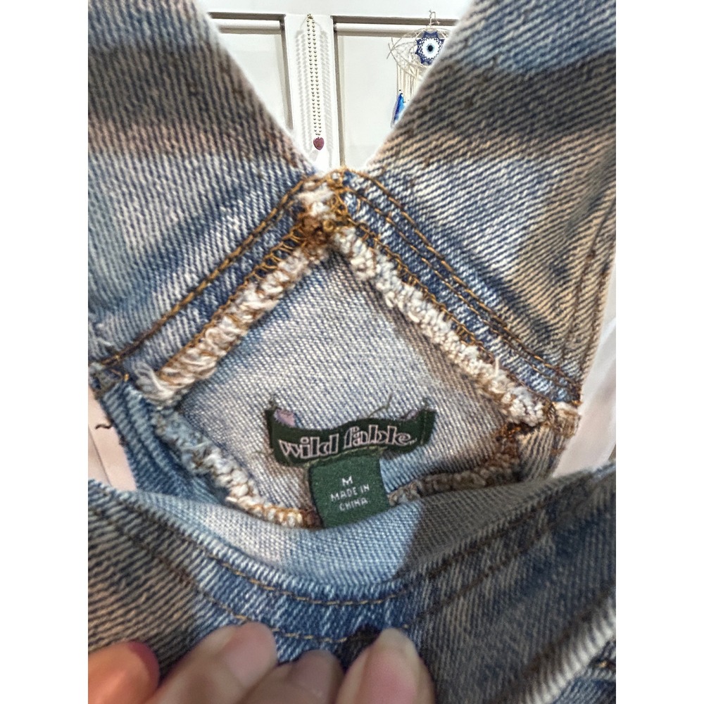Wild Fable Denim‎ Overalls Women Medium Gray Good Distressed Relaxed Fit - Picture 6 of 7